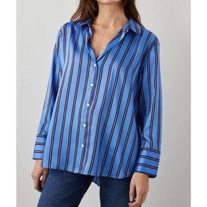 $228 NWOT RAILS Ledger Primrose Button Front Long Sleeve Collared Striped Shirt